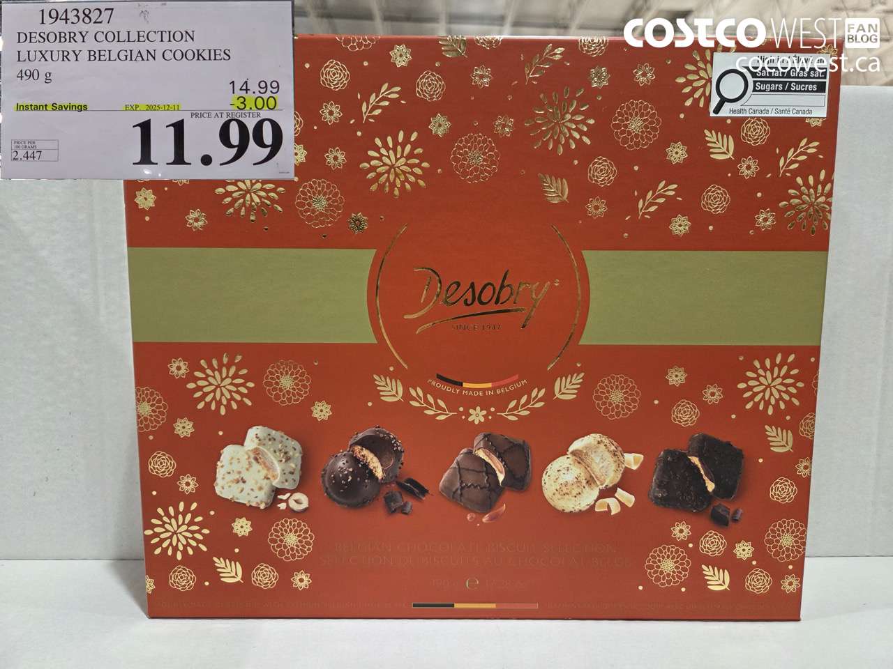 1943827 DESOBRY COLLECTIONS LUXURY BELGIAN COOKIES 490G ($3.00 INSTANT SAVINGS EXPIRES ON 2025-12-11) $11.99