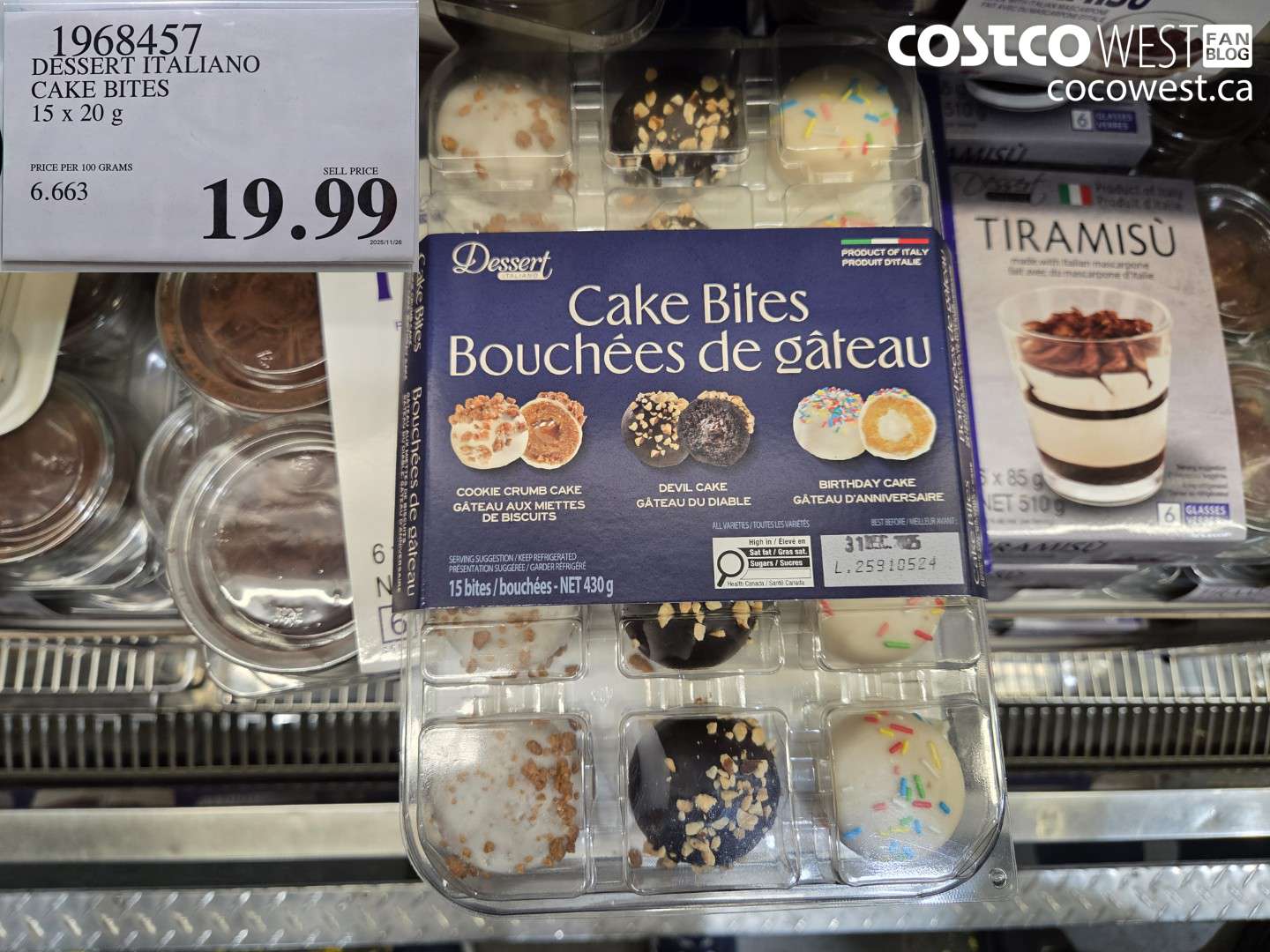 1968457 DESSERT ITALIANO CAKE BITES 15 x 20 g $19.99