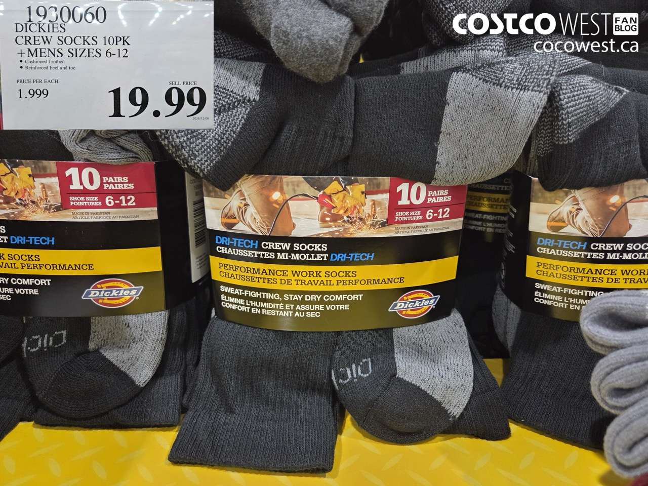 1930060 DICKIES CREW SOCKS 10PK MENS SIZES 6-12 $19.99