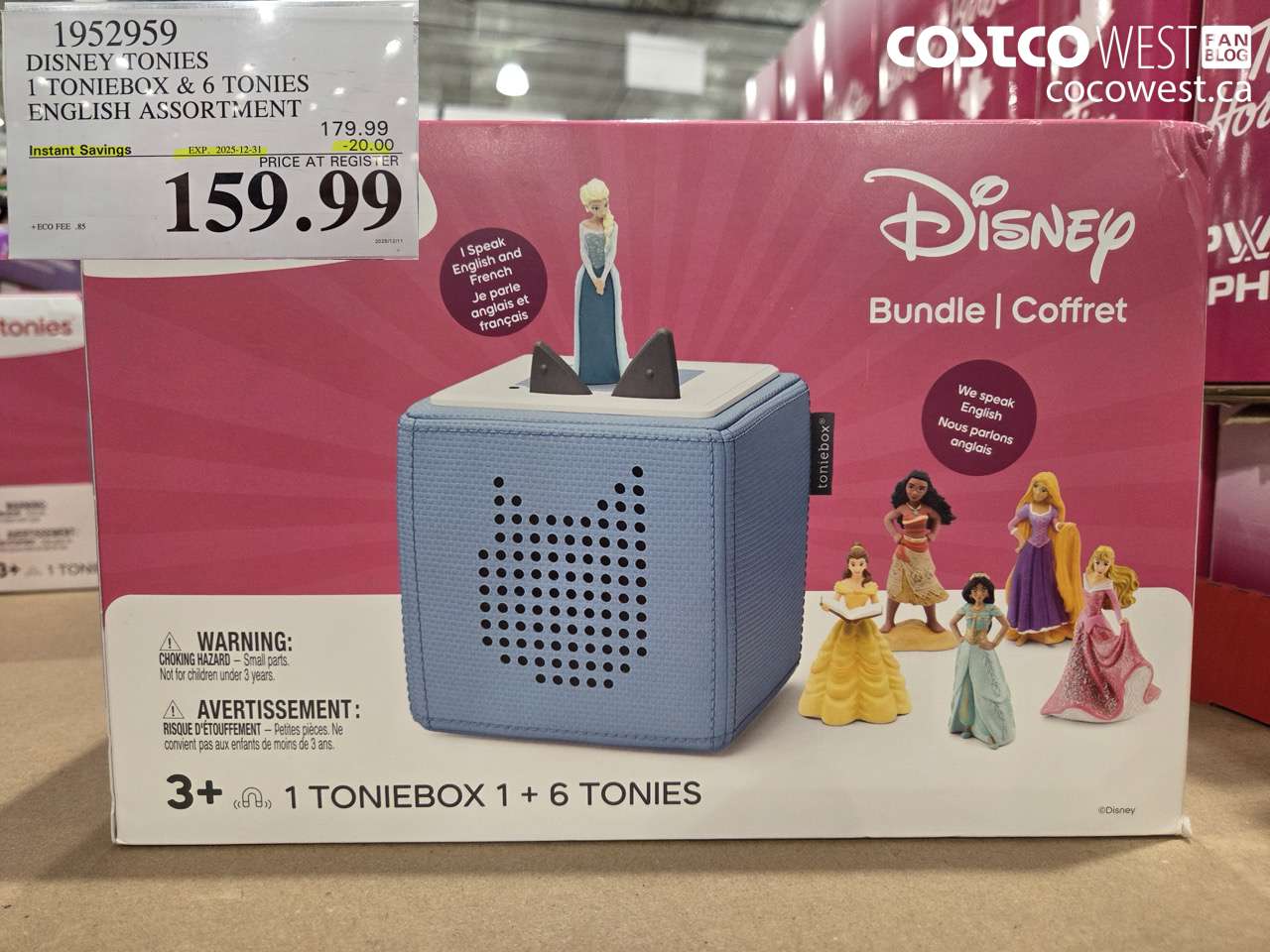 1952959 DISNEY TONIES 1 TONIEBOX & 6 TONIES ENGLISH ASSORTMENT ($20.00 INSTANT SAVINGS EXPIRES ON 2025-12-31) $159.99