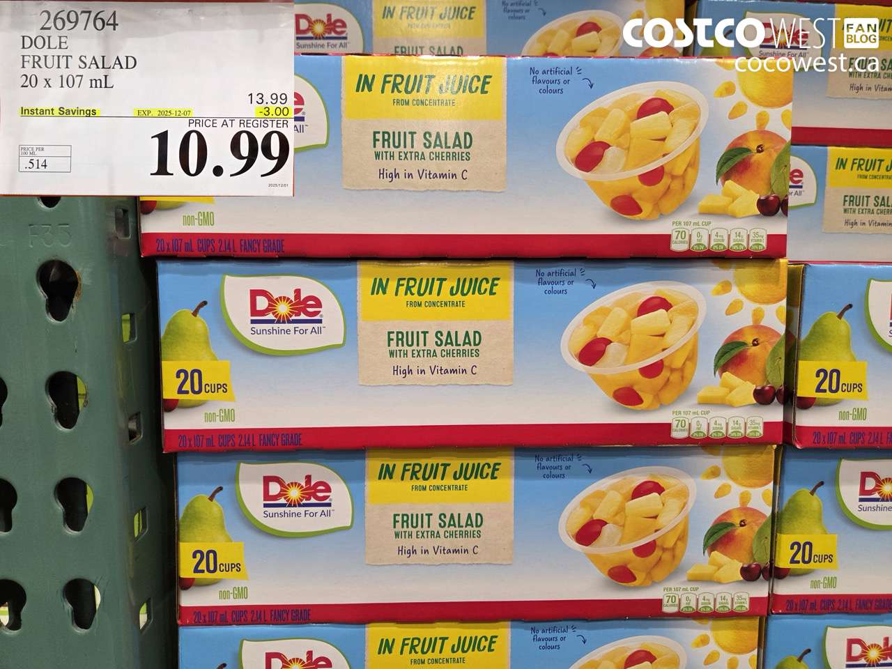 269764 DOLE FRUIT SALAD 20 x 107 mL ($3.00 INSTANT SAVINGS EXPIRES ON 2025-12-07) $10.99