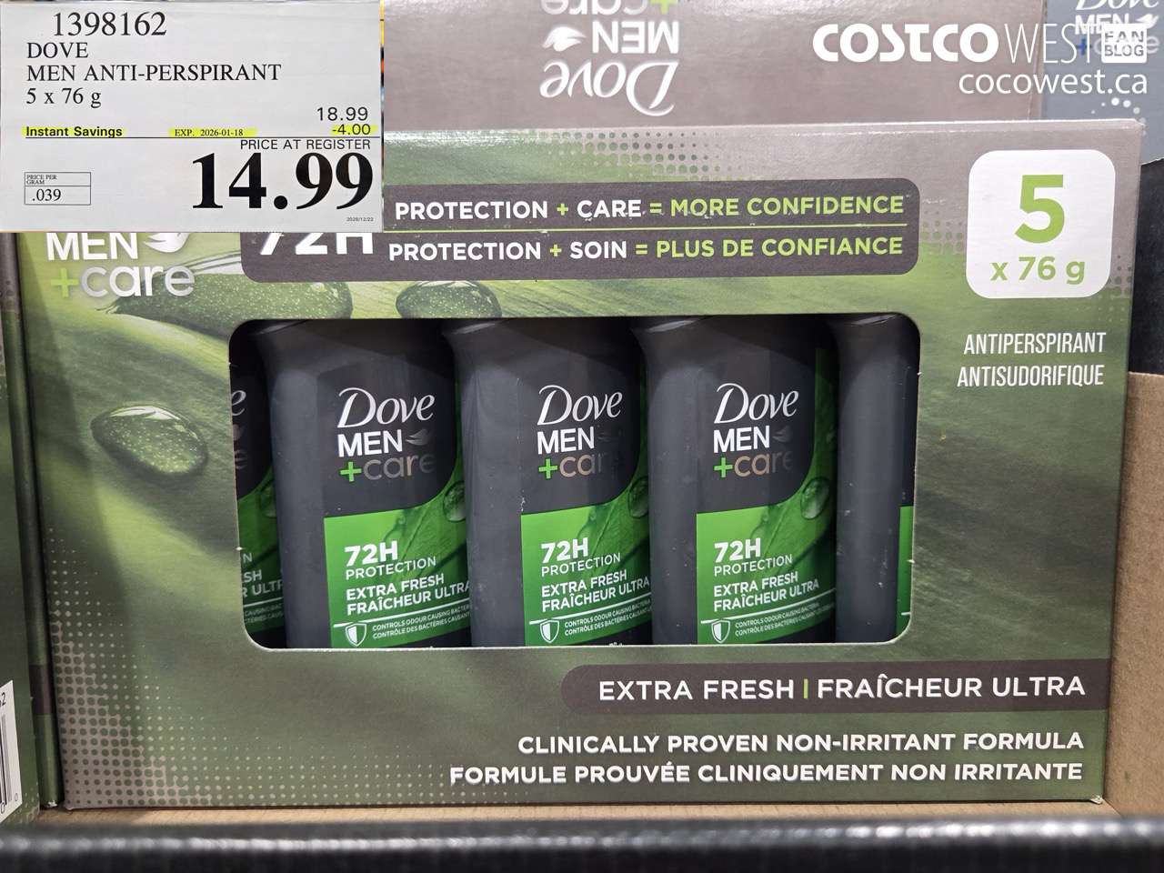 1398162 DOVE MEN ANTI-PERSPIRANT 5 X 76G ($4.00 INSTANT SAVINGS EXPIRES ON 2026-01-18) $14.99
