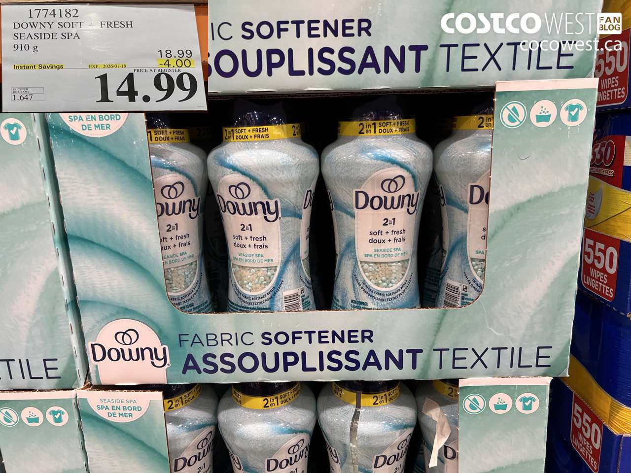 1774182 DOWNY 2IN1 FBRC SFTNR SEASIDE SPA 910G ($4.00 INSTANT SAVINGS EXPIRES ON 2026-01-18) $14.99