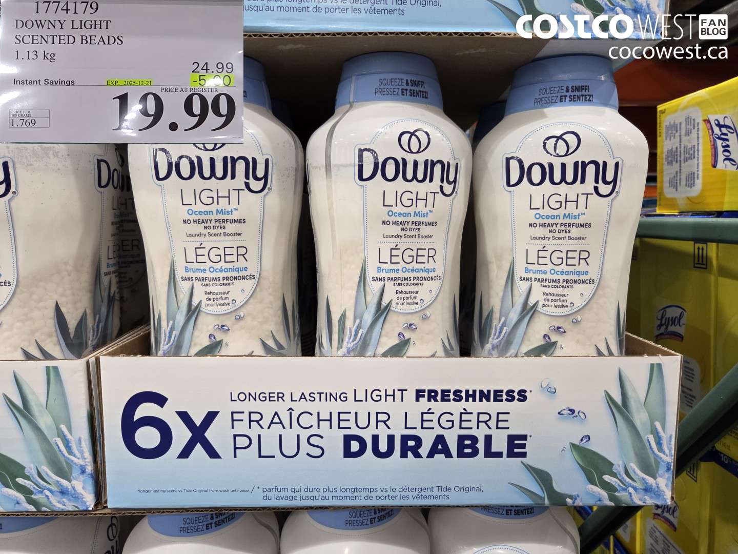 1774179 DOWNY LIGHT SCENTED BEADS 1.13KG ($5.00 INSTANT SAVINGS EXPIRES ON 2025-12-21) $19.99