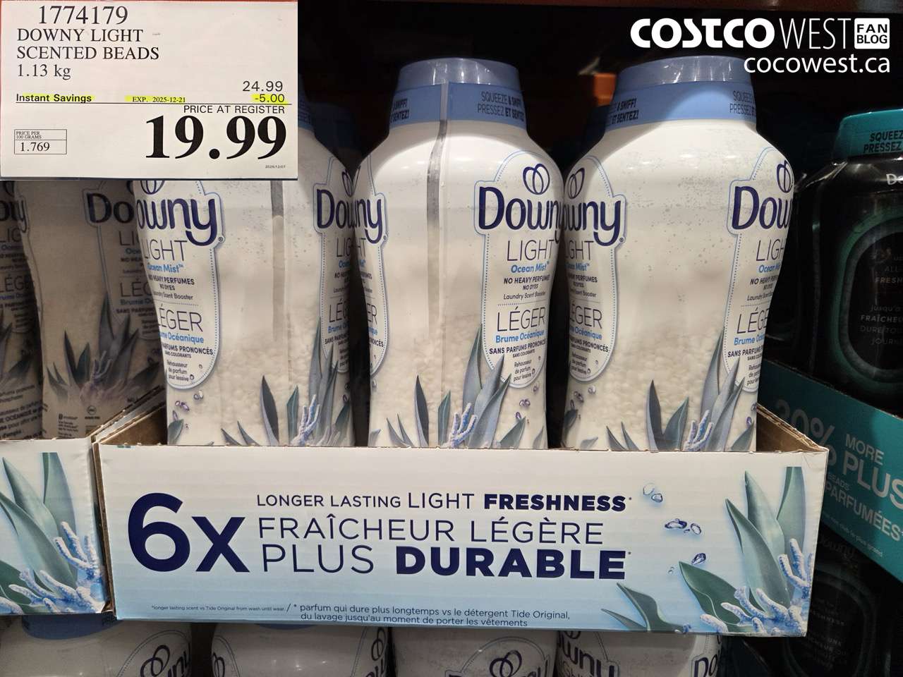 1774179 DOWNY LIGHT SCENTED BEADS 1.13KG ($5.00 INSTANT SAVINGS EXPIRES ON 2025-12-21) $19.99