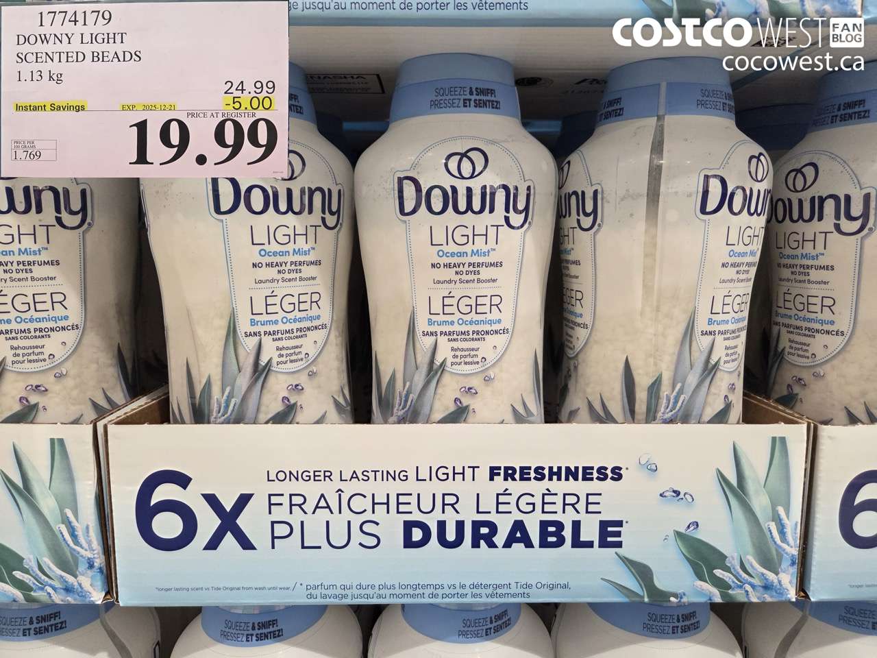 1774179 DOWNY LIGHT SCENTED BEADS 1.13KG ($5.00 INSTANT SAVINGS EXPIRES ON 2025-12-21) $19.99