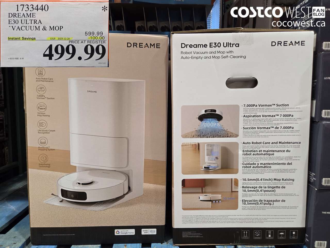 1733440 DREAME E30 ULTRA VACUUM & MOP ($100.00 INSTANT SAVINGS EXPIRES ON 2025-13-28) $499.99