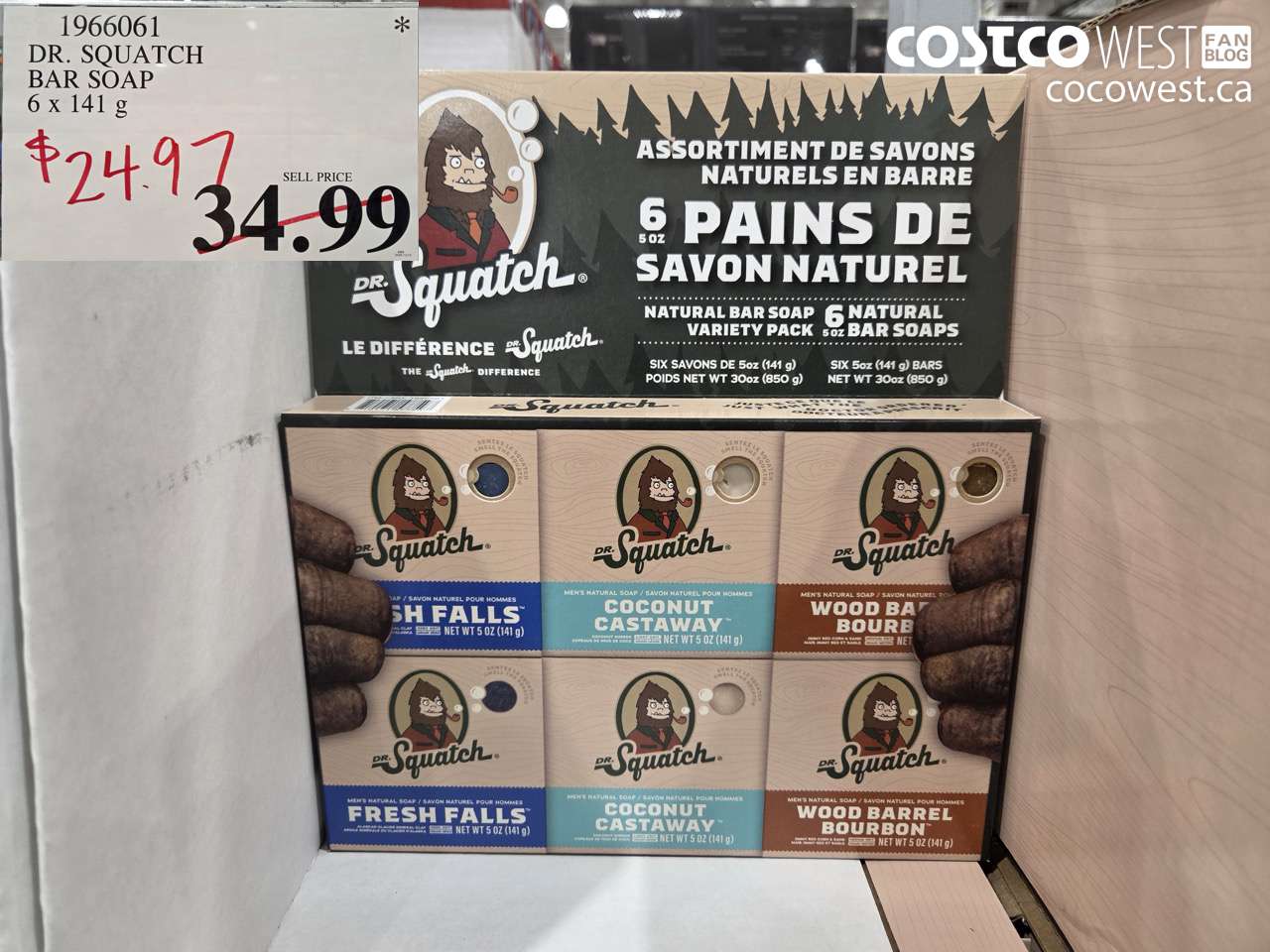 1966061 DR. SQATCH BAR SOAP 6 X 141G $24.97