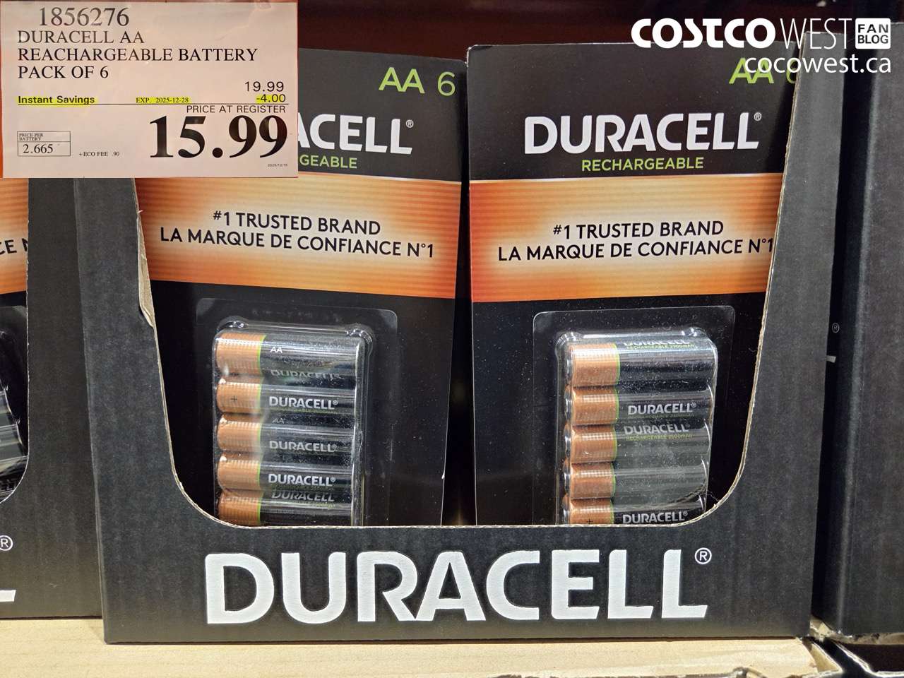 1856276 DURACELL AA RECHARGEABLE BATTERY PACK OF 6 ($4.00 INSTANT SAVINGS EXPIRES ON 2025-12-28) $15.99