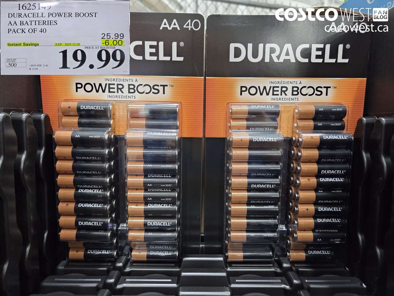 1625149 DURACELL POWER BOOST AA BATTERIES PACK OF 40 ($6.00 INSTANT SAVINGS EXPIRES ON 2025-12-28) $19.99