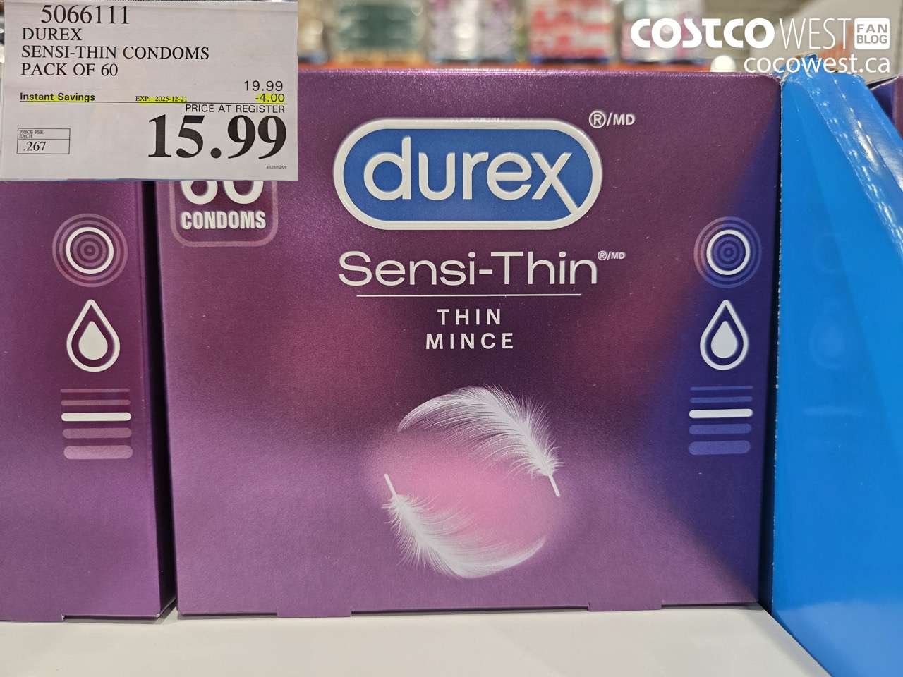 5066111 DUREX SENSI-THIN CONDOMS BOX OF 60 ($4.00 INSTANT SAVINGS EXPIRES ON 2025-12-21) $15.99