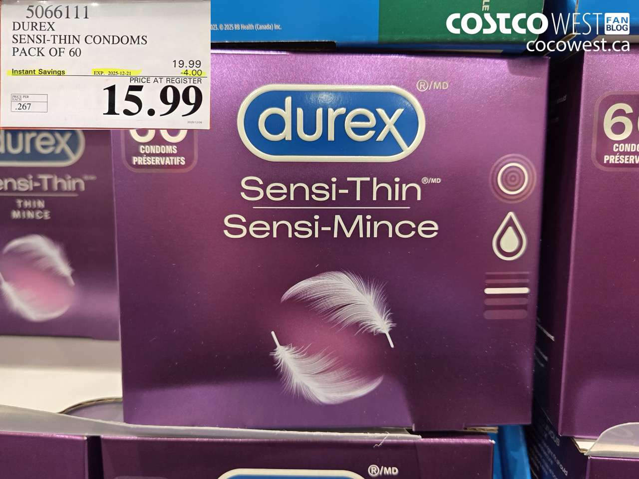 5066111 DUREX SENSI-THIN CONDOMS BOX OF 60 ($4.00 INSTANT SAVINGS EXPIRES ON 2025-12-21) $15.99