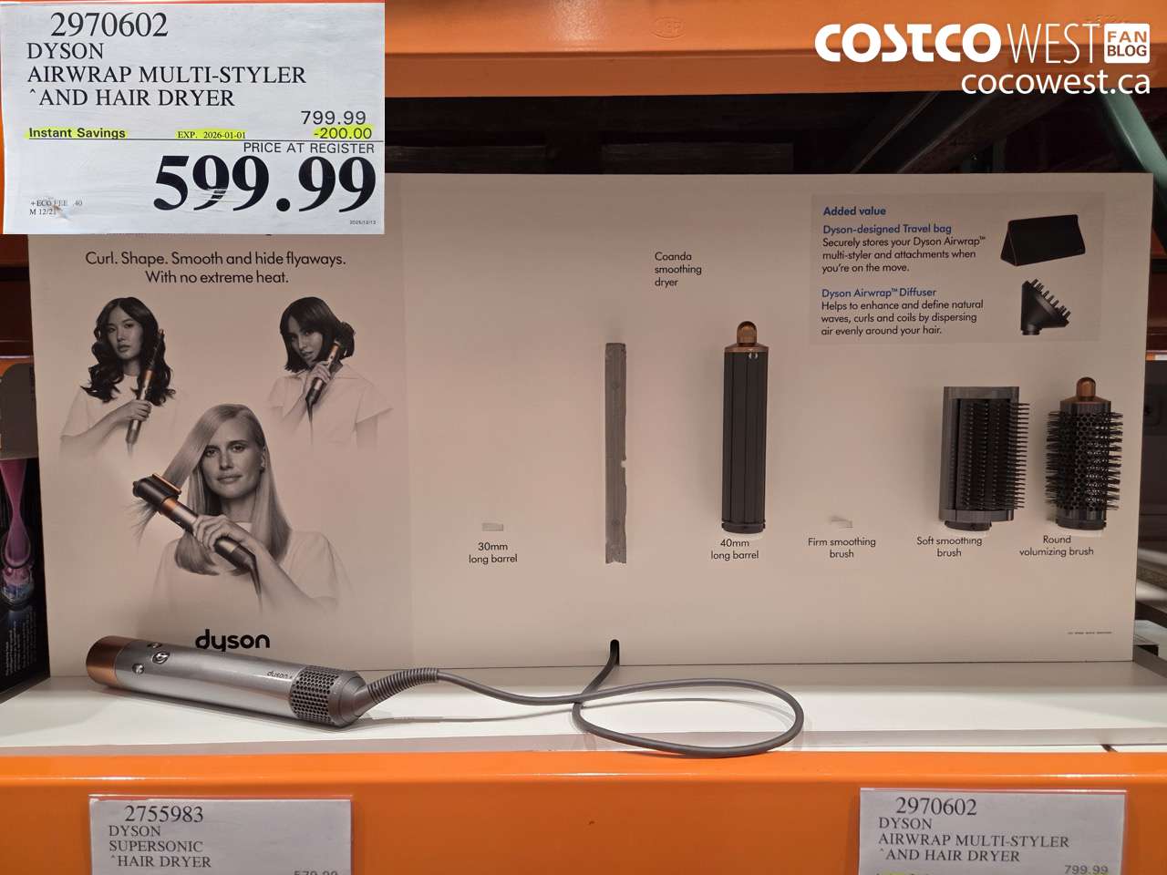 2970602 DYSON AIRWRAP MULTI-STYLER AIR AND HAIR DRYER ($200.00 INSTANT SAVINGS EXPIRES ON 2026-01-01) $599.99