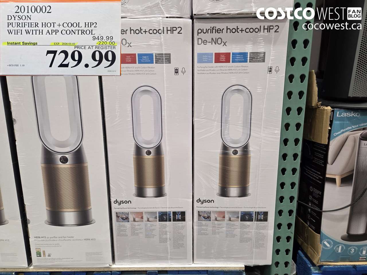 2010002 DYSON PURIFIER HOT + COOL HP2 WIFI WITH APP CONTROL ($220.00 INSTANT SAVINGS EXPIRES ON 2026-01-01) $729.99
