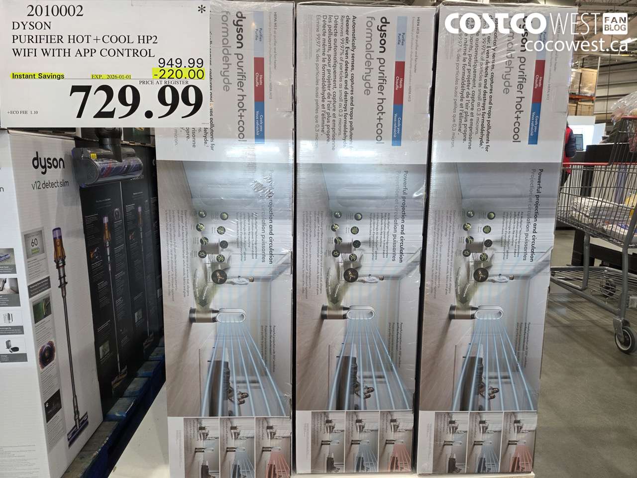 2010002 DYSON PURIFIER HOT + COOL HP2 WIFI WITH APP CONTROL ($220.00 INSTANT SAVINGS EXPIRES ON 2026-01-01) $729.99