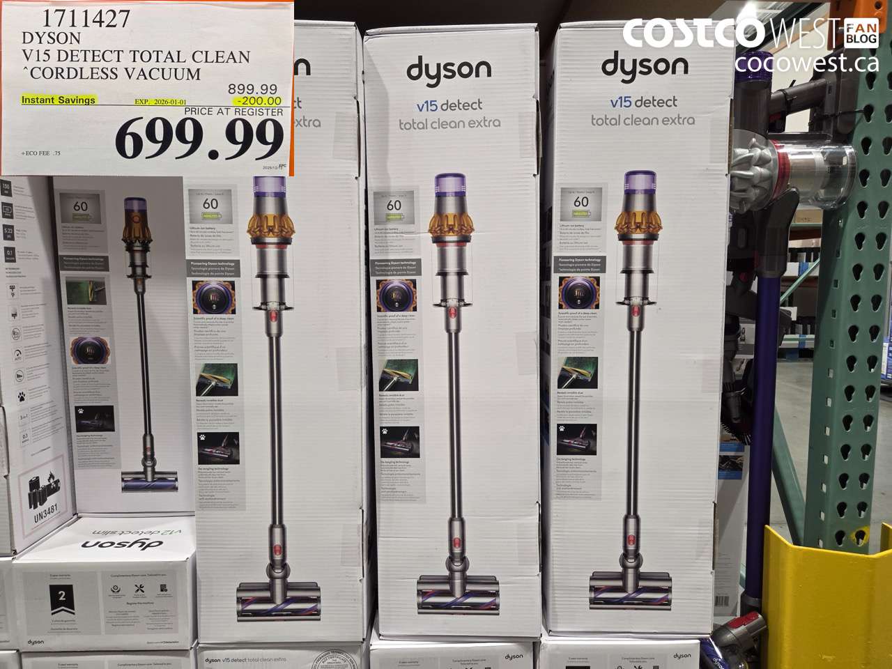 1711427 DYSON V15 DETECT TOTAL CLEAN CORDLESS VACUUM ($200.00 INSTANT SAVINGS EXPIRES ON 2026-01-01) $699.99