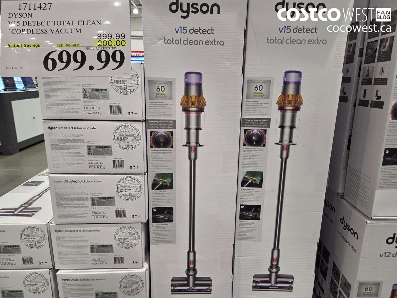 1711427 DYSON V15 DETECT TOTAL CLEAN CORDLESS VACUUM ($200.00 INSTANT SAVINGS EXPIRES ON 2026-01-01) $699.99