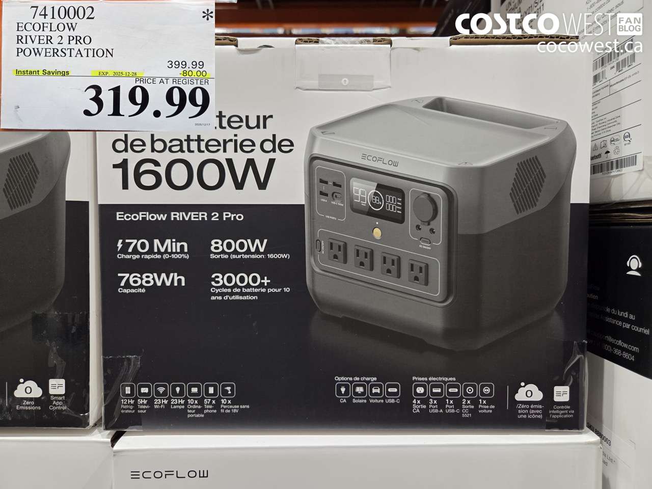 7410002 ECOFLOW RIVER 2 PRO POWERSTATION ($80.00 INSTANT SAVINGS EXPIRES ON 2025-12-28) $319.99