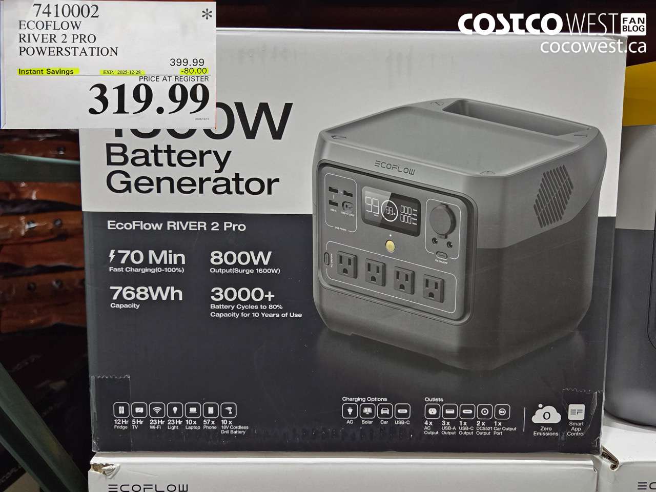 7410002 ECOFLOW RIVER 2 PRO POWERSTATION ($80.00 INSTANT SAVINGS EXPIRES ON 2025-12-28) $319.99