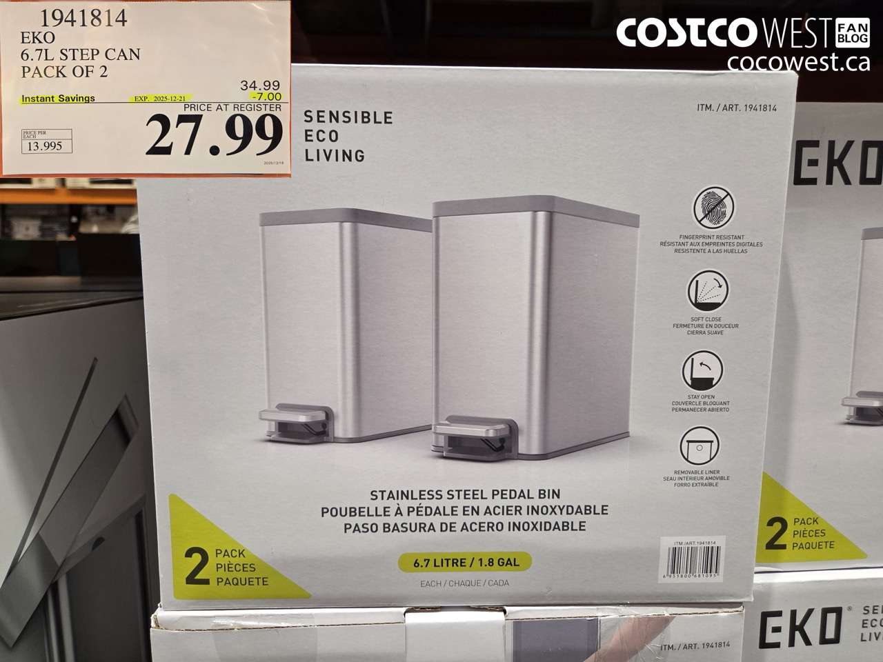 1941814 EKO 6.7L STEP CAN PACK OF 2 ($7.00 INSTANT SAVINGS EXPIRES ON 2025-12-31) $27.99