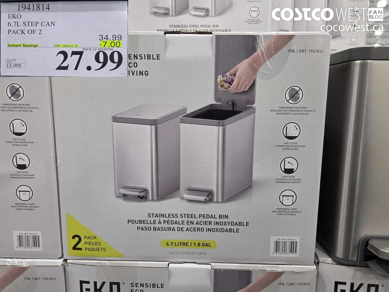 1941814 EKO 6.7L STEP CAN PACK OF 2 ($7.00 INSTANT SAVINGS EXPIRES ON 2026-01-18) $27.99