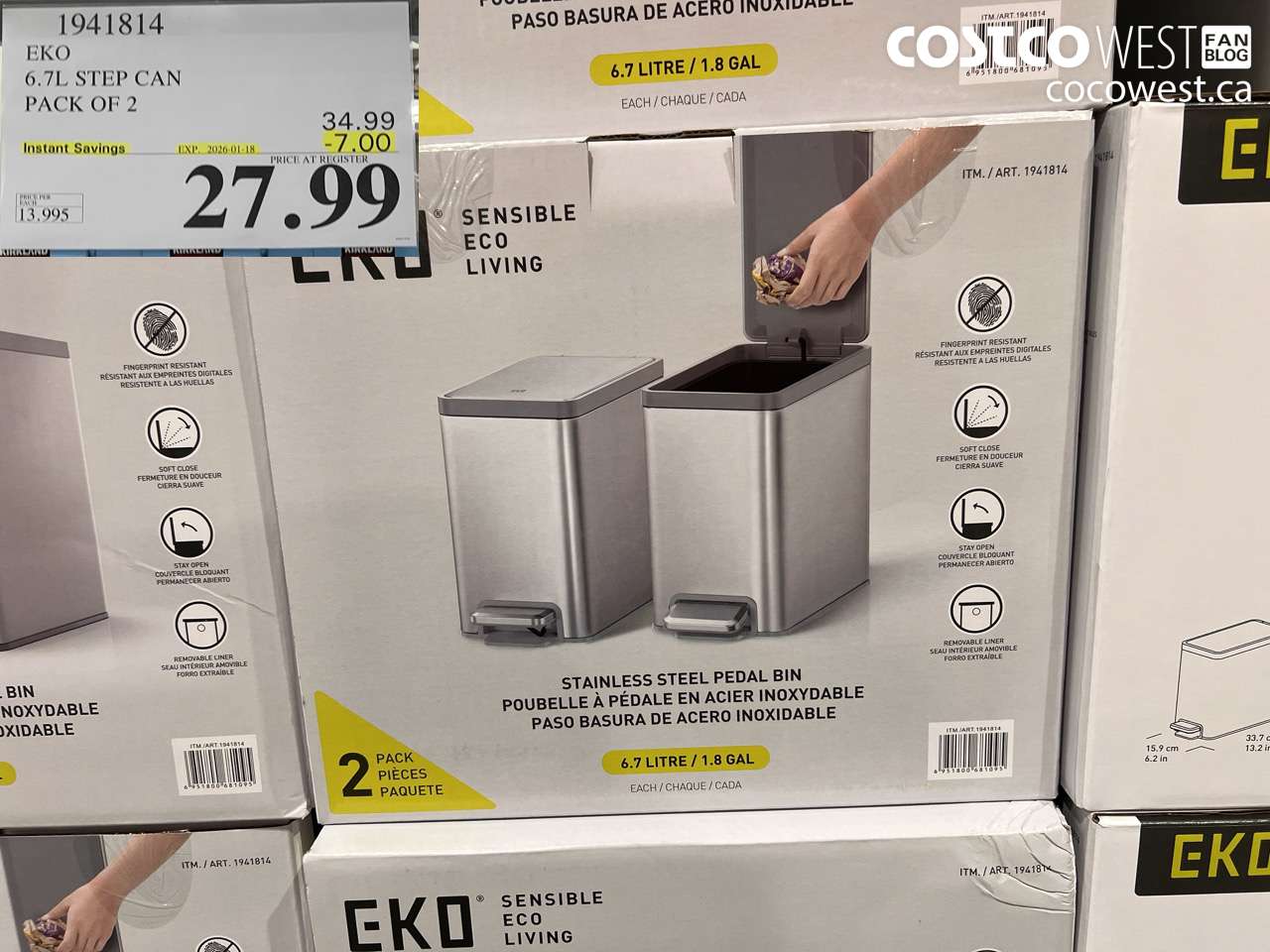 1941814 EKO 6.7L STEP CAN PACK OF 2 ($7.00 INSTANT SAVINGS EXPIRES ON 2026-01-18) $27.99