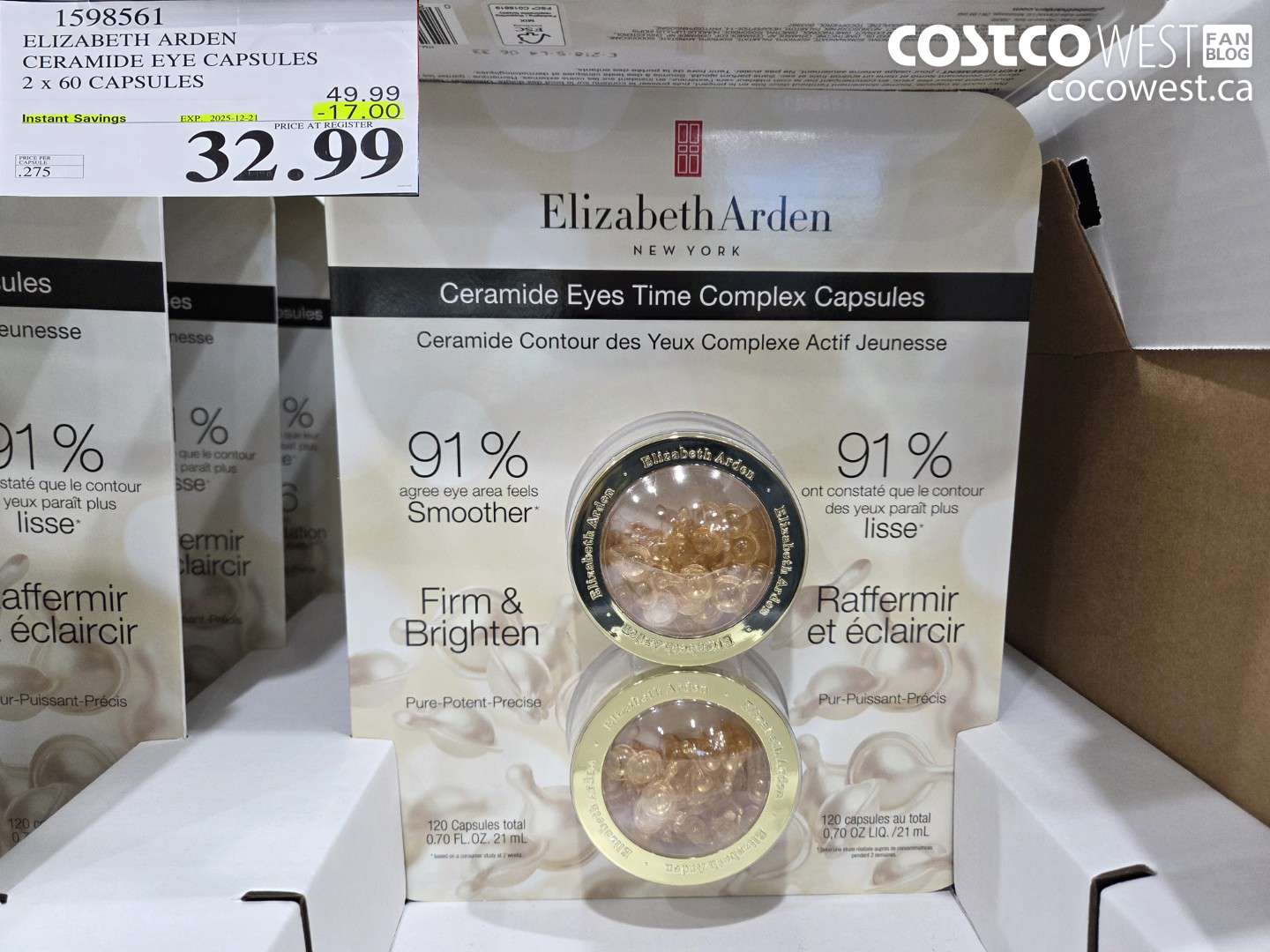 1598561 ELIZABETH ARDEN CERAMIDE EYE CAPSULES 2 X 60 CAPSULES ($17.00 INSTANT SAVINGS EXPIRES ON 2025-12-21) $32.99