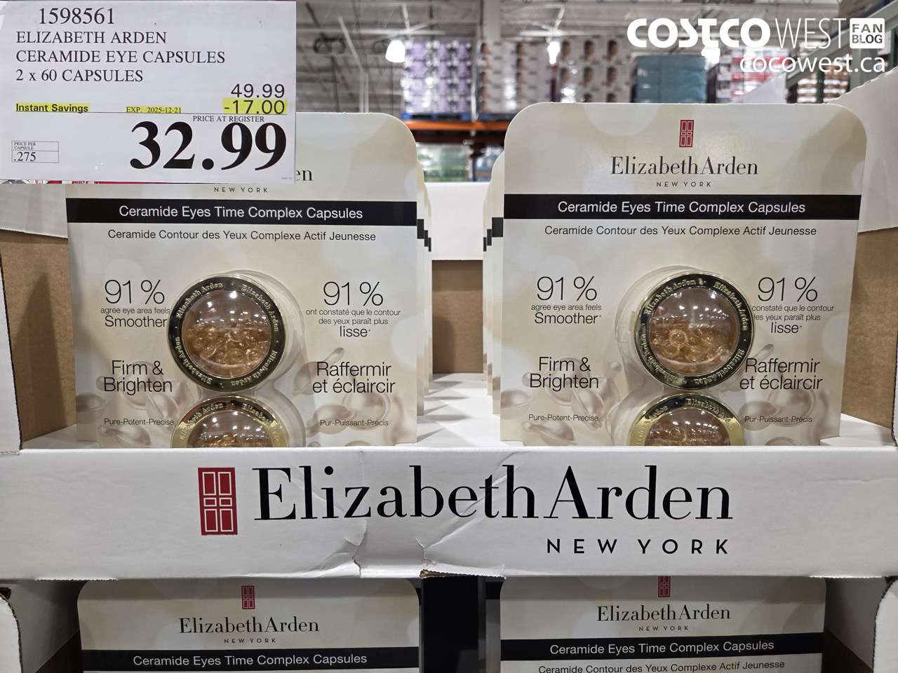 1598561 ELIZABETH ARDEN CERAMIDE EYE CAPSULES 2 X 60 CAPSULES ($17.00 INSTANT SAVINGS EXPIRES ON 2025-12-21) $32.99