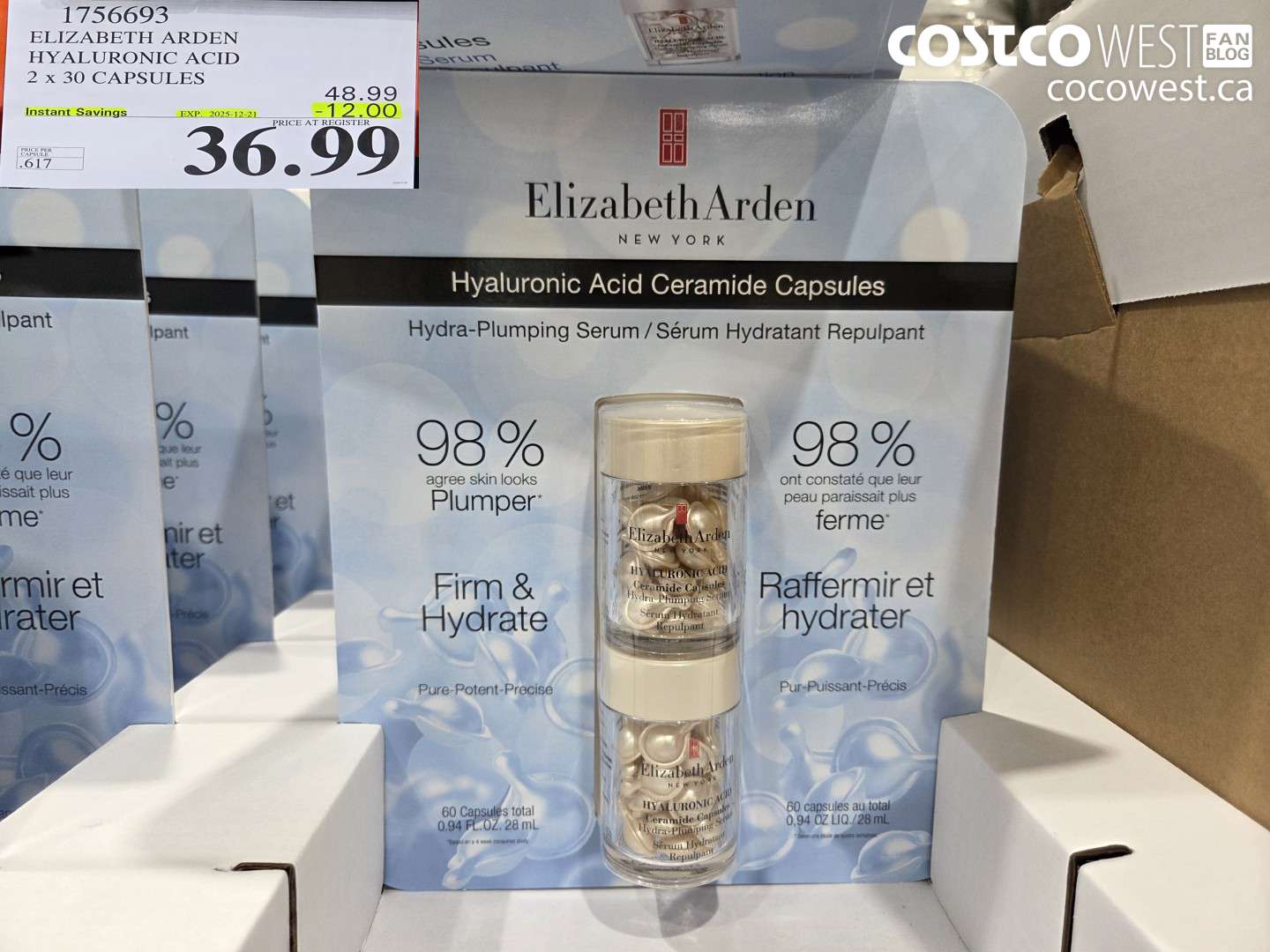 1756693 ELIZABETH ARDEN HYALURONIC ACIDE 2 X 30 CAPSULES ($12.00 INSTANT SAVINGS EXPIRES ON 2025-12-21) $36.99