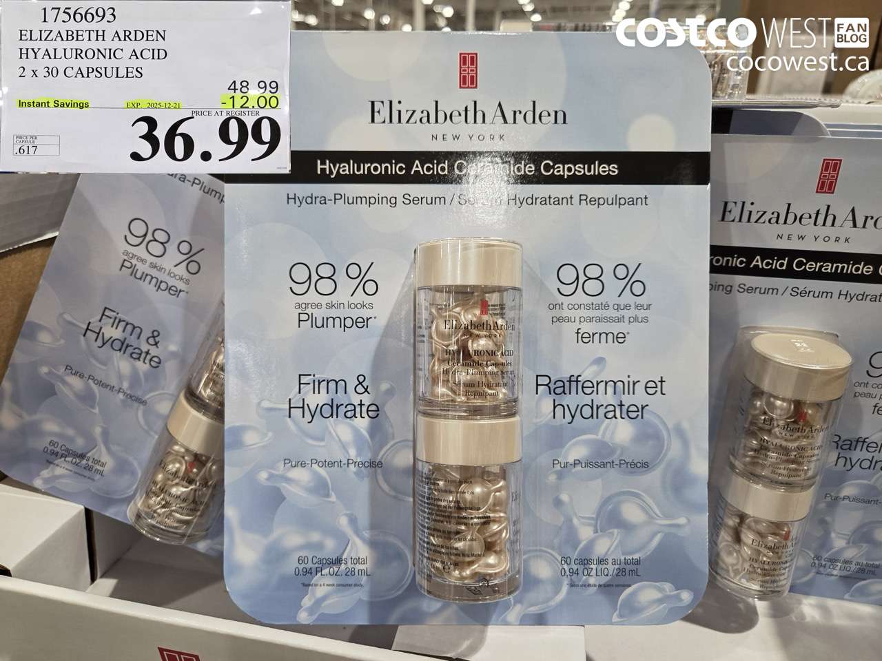 1756693 ELIZABETH ARDEN HYALURONIC ACIDE 2 X 30 CAPSULES ($12.00 INSTANT SAVINGS EXPIRES ON 2025-12-21) $36.99