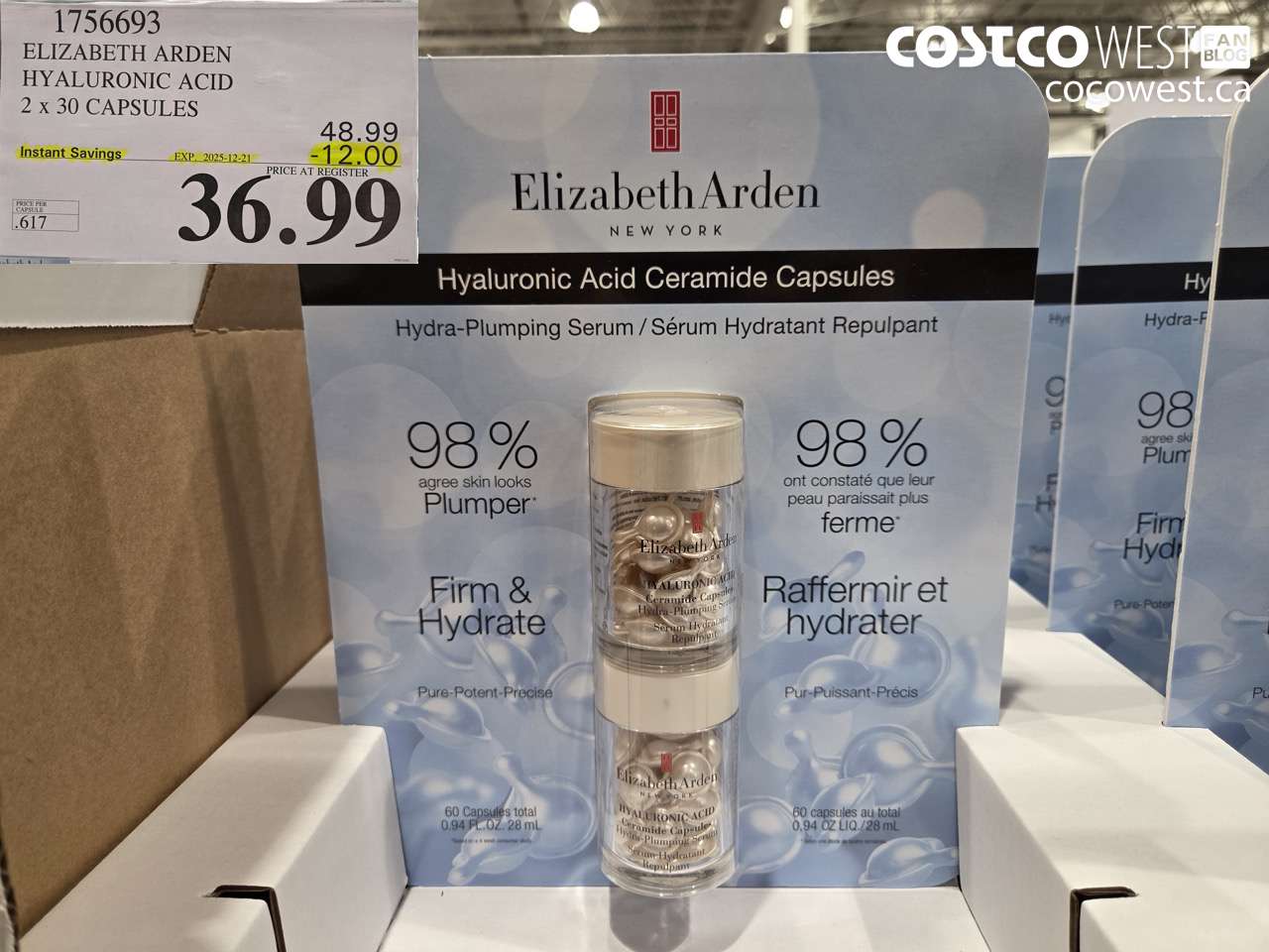 1756693 ELIZABETH ARDEN HYALURONIC ACIDE 2 X 30 CAPSULES ($12.00 INSTANT SAVINGS EXPIRES ON 2025-12-21) $36.99