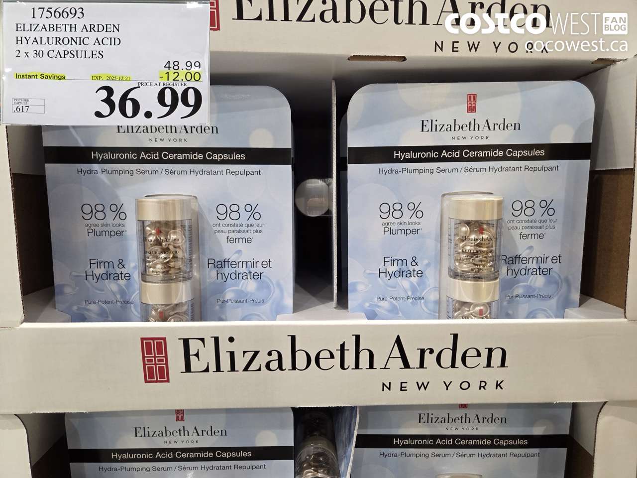1756693 ELIZABETH ARDEN HYALURONIC ACIDE 2 X 30 CAPSULES ($12.00 INSTANT SAVINGS EXPIRES ON 2025-12-21) $36.99