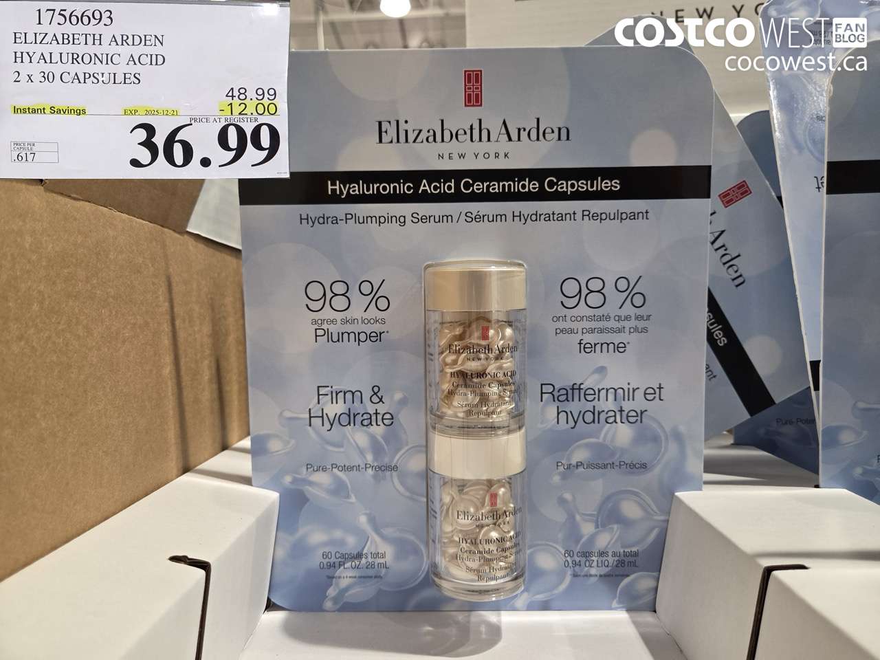 1756693 ELIZABETH ARDEN HYALURONIC ACIDE 2 X 30 CAPSULES ($12.00 INSTANT SAVINGS EXPIRES ON 2025-12-21) $36.99