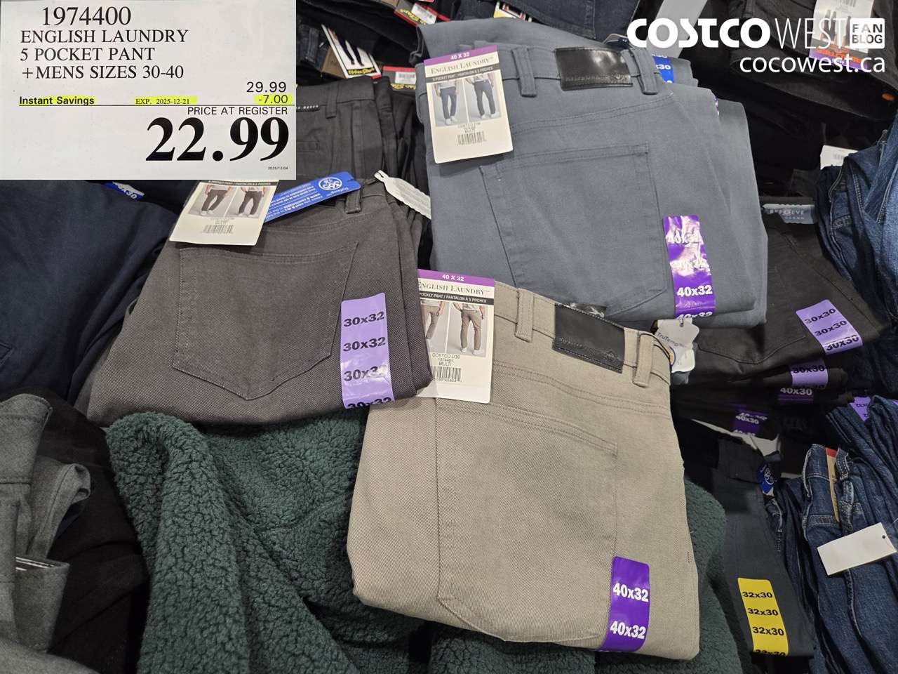1974400 ENGLISH LAUNDRY 5 POCKET PANT MENS SIZES 30-40 ($7.00 INSTANT SAVINGS EXPIRES ON 2025-12-21) $22.99