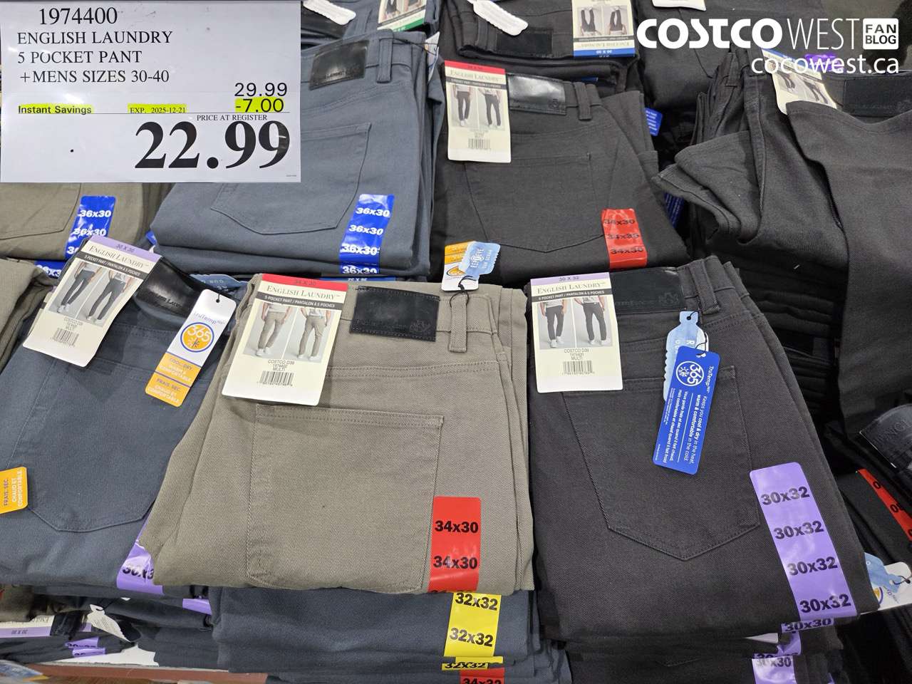 1974400 ENGLISH LAUNDRY 5 POCKET PANT MENS SIZES 30-40 ($7.00 INSTANT SAVINGS EXPIRES ON 2025-12-21) $22.99