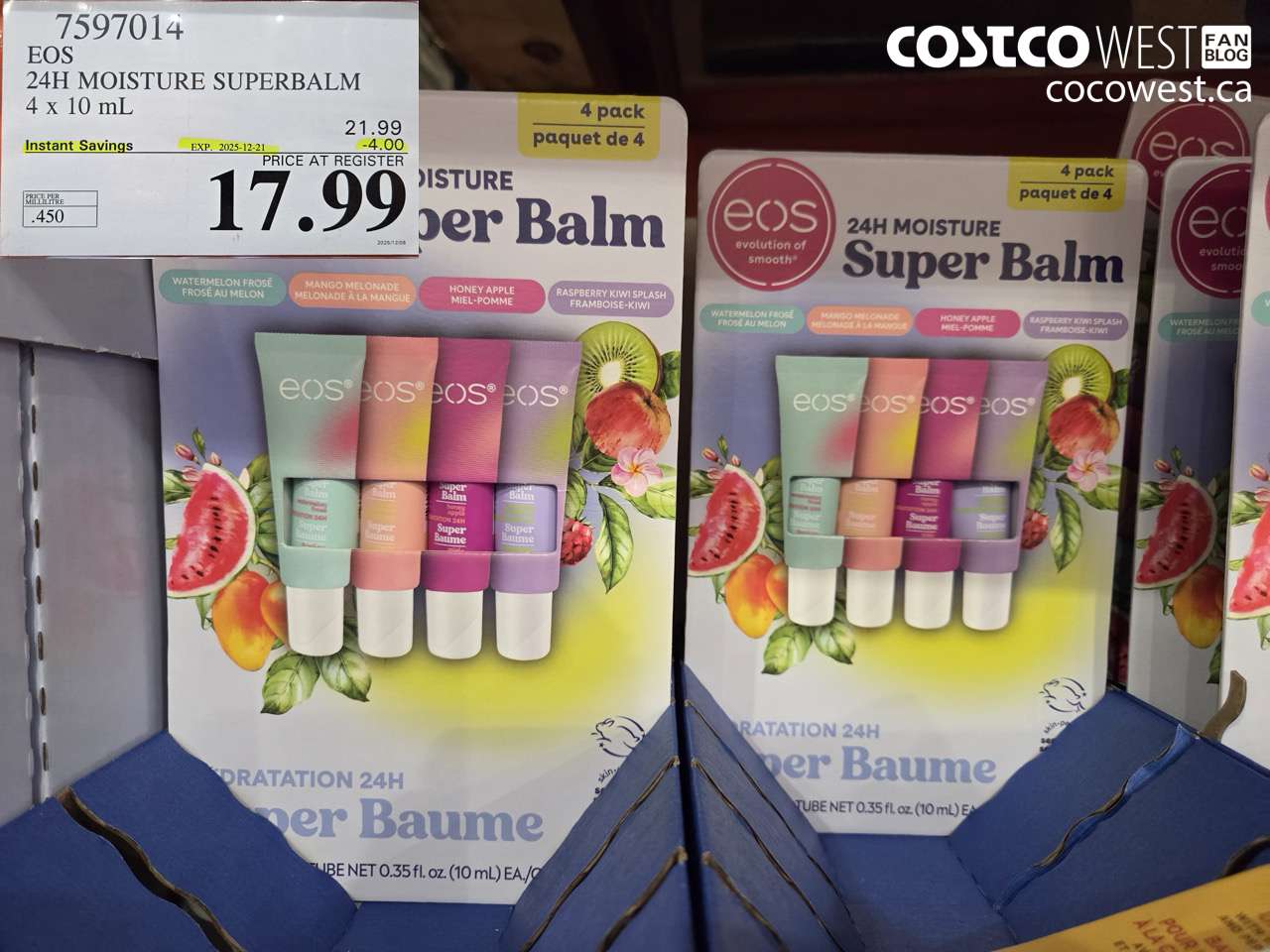 7597014 EOS 24H MOISTURE SUPERBALM 4 X 10ML ($4.00 INSTANT SAVINGS EXPIRES ON 2025-12-21) $17.99