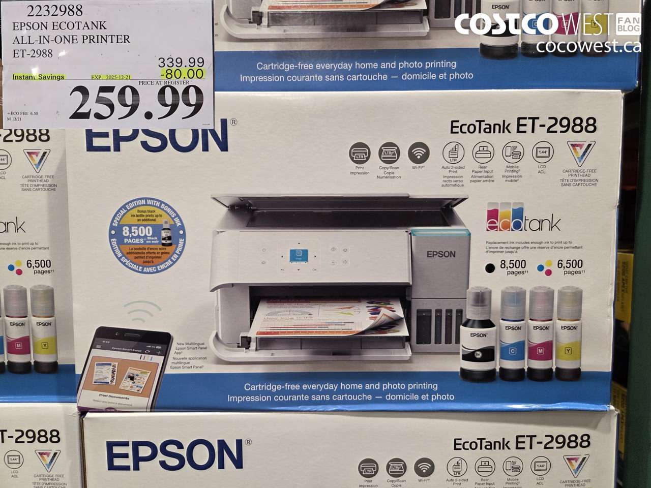2232988 EPSON ET-2988 ALL IN ONE PRINTER EXTRA BLACK INK BOTTLE ($80.00 INSTANT SAVINGS EXPIRES ON 2025-12-21) $259.99