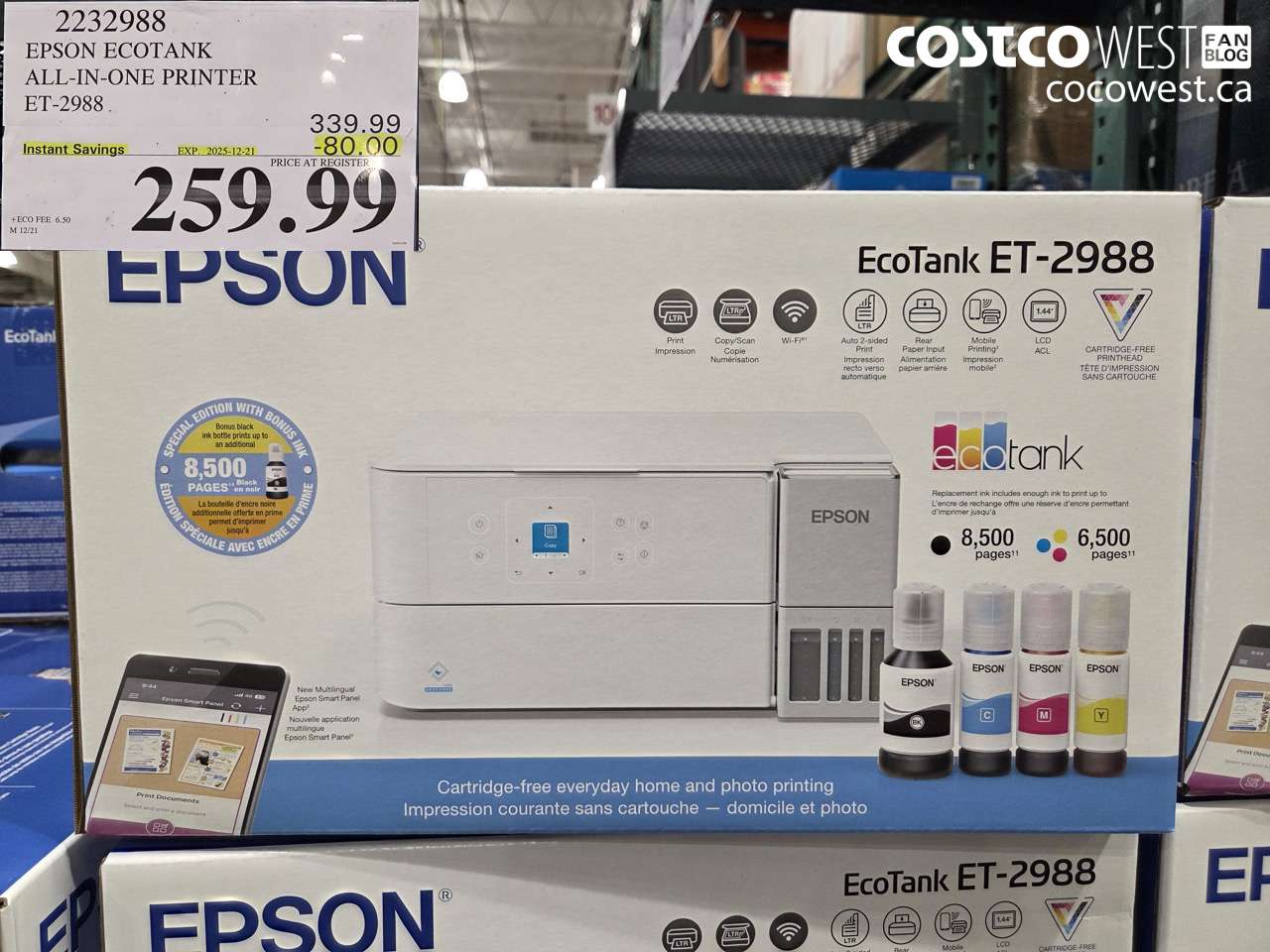 2232988 EPSON ET-2988 ALL IN ONE PRINTER EXTRA BLACK INK BOTTLE ($80.00 INSTANT SAVINGS EXPIRES ON 2025-12-21) $259.99