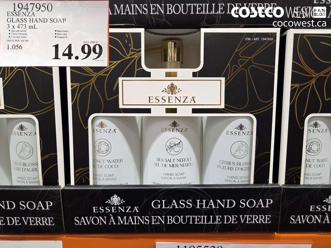 1947950 ESSENZA GLASS HAND SOAP 3 X 473 ML $14.99