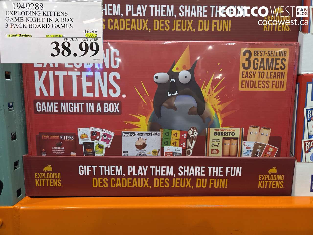 1949288 EXPLODING KITTENS GAME NIGHT IN A BOX 3 PACK BOARD GAMES ($10.00 INSTANT SAVINGS EXPIRES ON 2025-12-24) $38.99