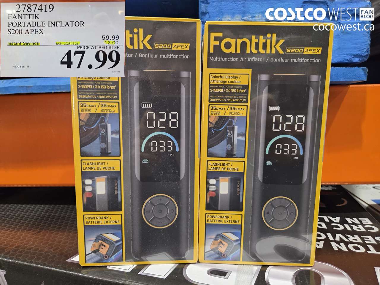 2787419 FANNTIK PORTABLE INFLATOR S200 APEX ($12.00 INSTANT SAVINGS EXPIRES ON 2025-12-21) $47.99