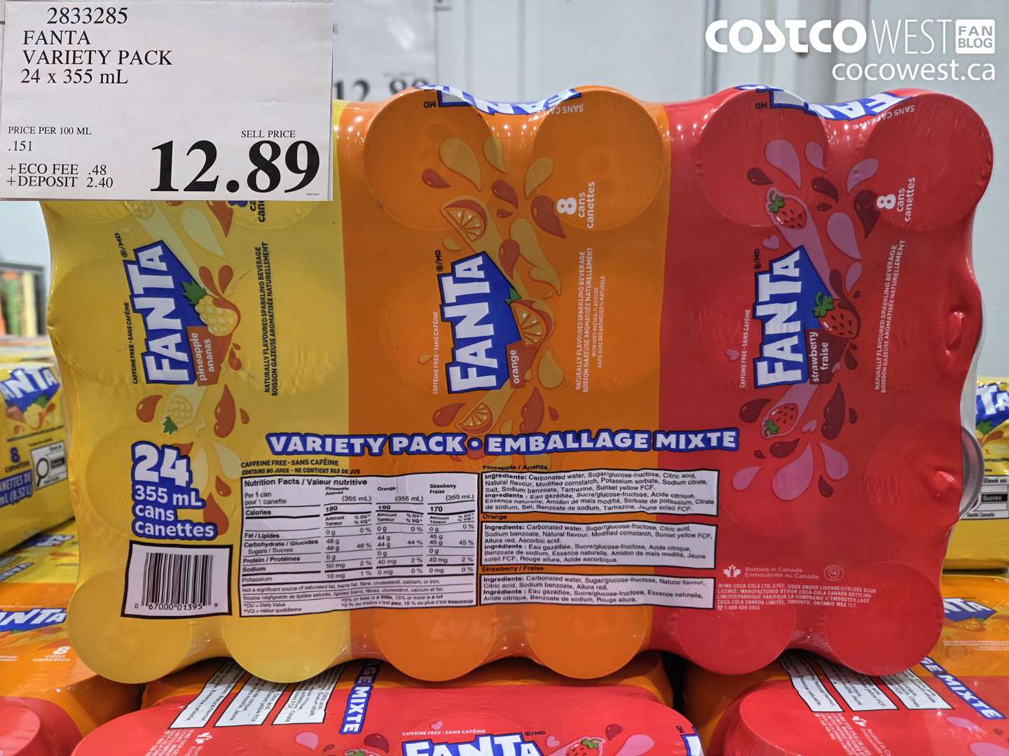 2833285 FANTA VARIETY PACK 24 x 355 mL $12.89