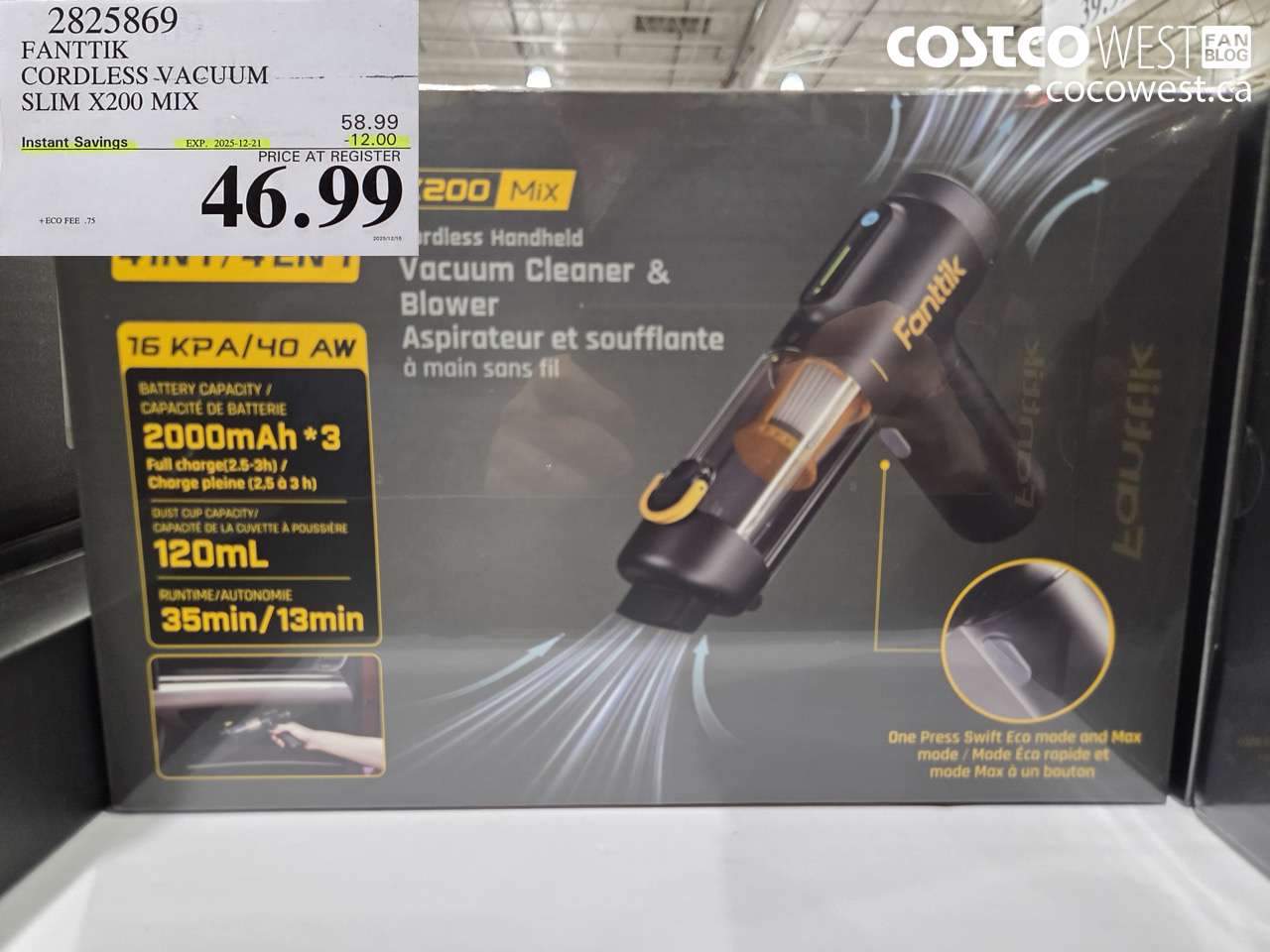 2825869 FANTTIK CORDLESS VACUUM SLIM X200 MIX ($12.00 INSTANT SAVINGS EXPIRES ON 2025-12-21) $46.99