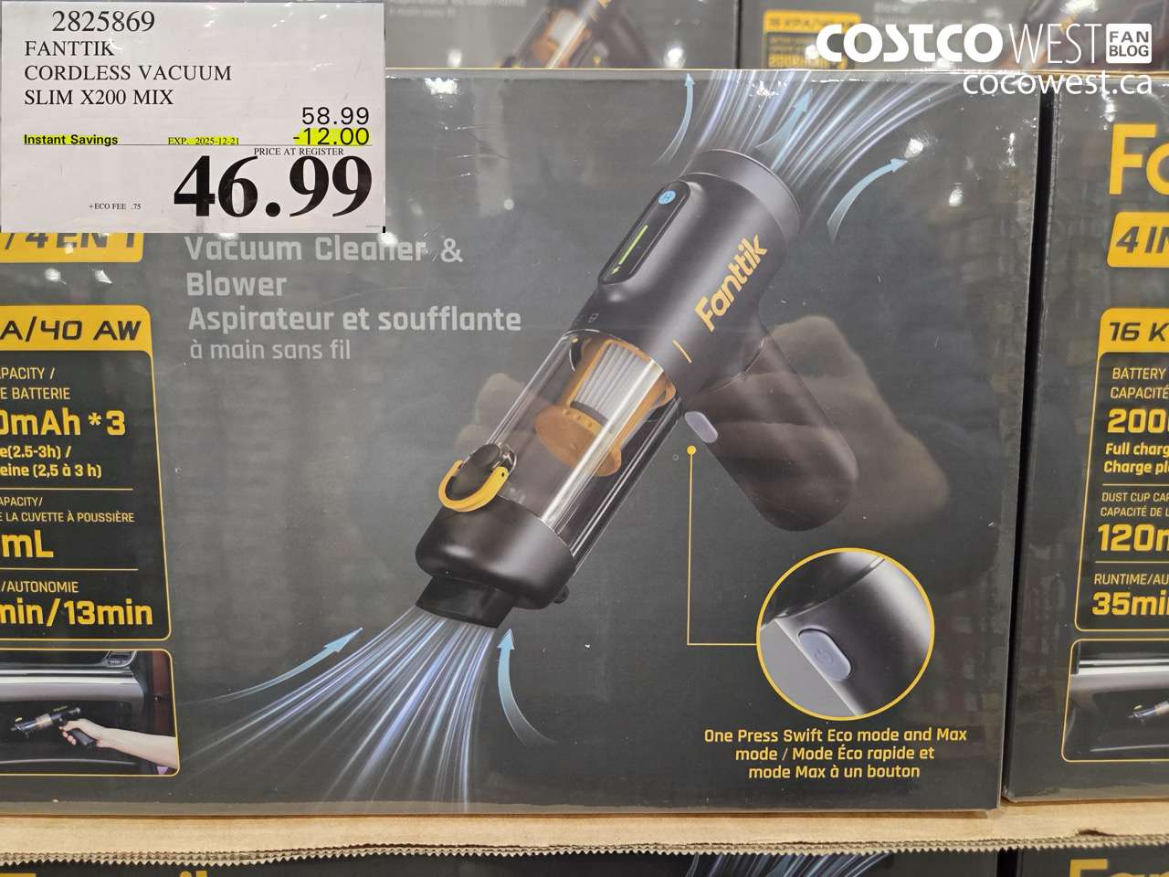 2825869 FANTTIK CORDLESS VACUUM SLIM X200 MIX ($12.00 INSTANT SAVINGS EXPIRES ON 2025-12-21) $46.99