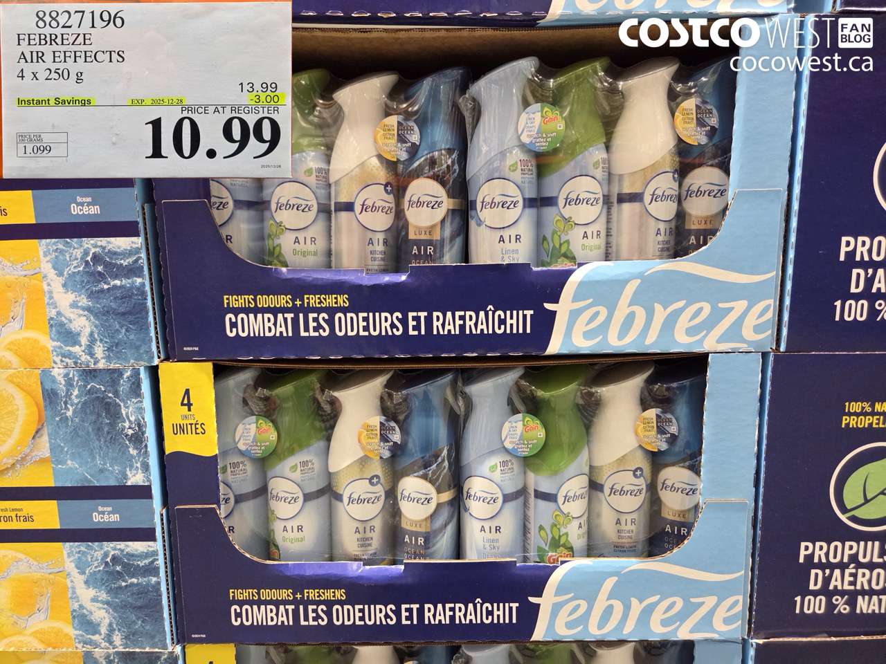 8827196 FEBREZE AIR EFFECTS VARIETY PACK 4 X 250 G ($3.00 INSTANT SAVINGS EXPIRES ON 2025-12-28) $10.99