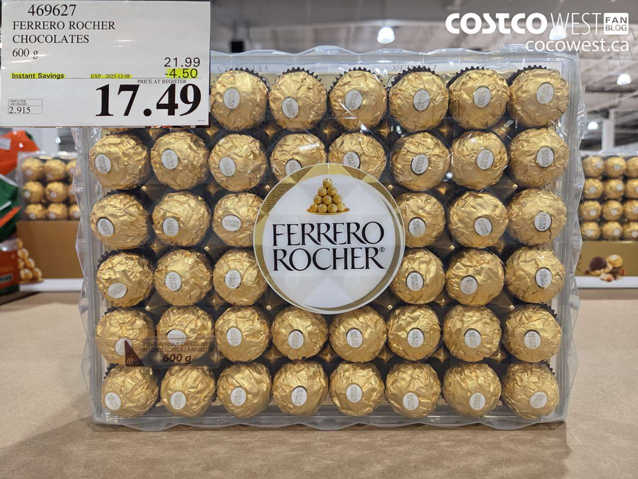469627 FERRERO ROCHER CHOCOLATES 600 G ($4.50 INSTANT SAVINGS EXPIRES ON 2025-12-08) $17.49
