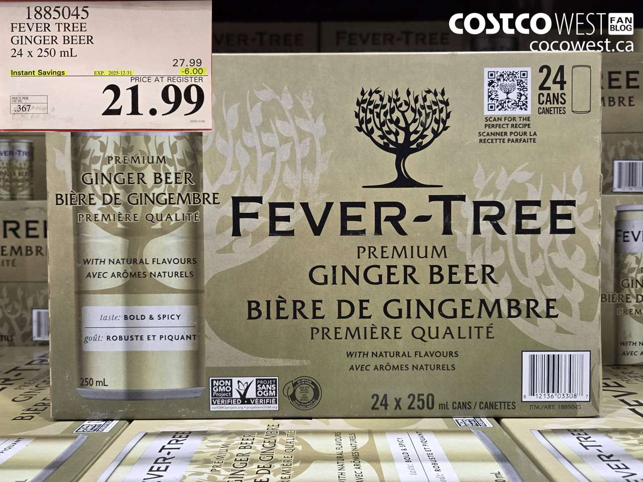 1885045 FEVER TREE GINGER BEER 24 x 250 mL ($6.00 INSTANT SAVINGS EXPIRES ON 2025-12-31) $21.99