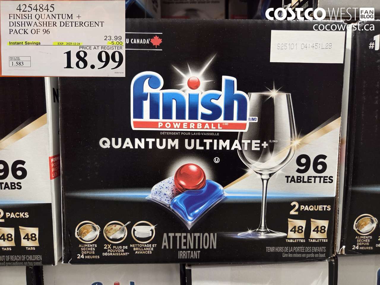 4254845 FINISH QUANTUM PLUS DISHWASHER DETERGENT 96 TABS ($5.00 INSTANT SAVINGS EXPIRES ON 2025-12-24) $18.99