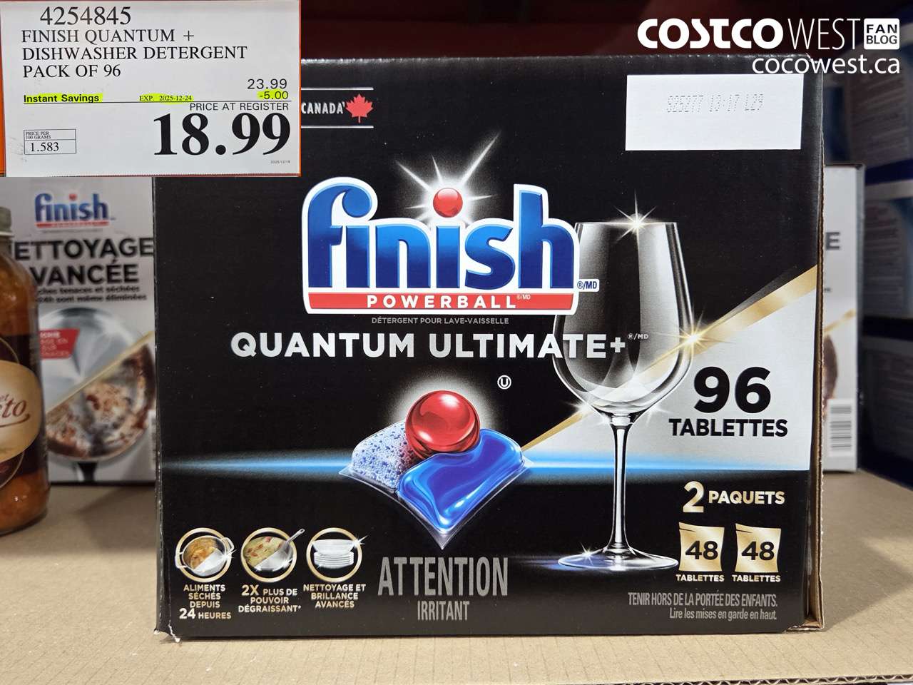 4254845 FINISH QUANTUM PLUS DISHWASHER DETERGENT 96 TABS ($5.00 INSTANT SAVINGS EXPIRES ON 2025-12-24) $18.99