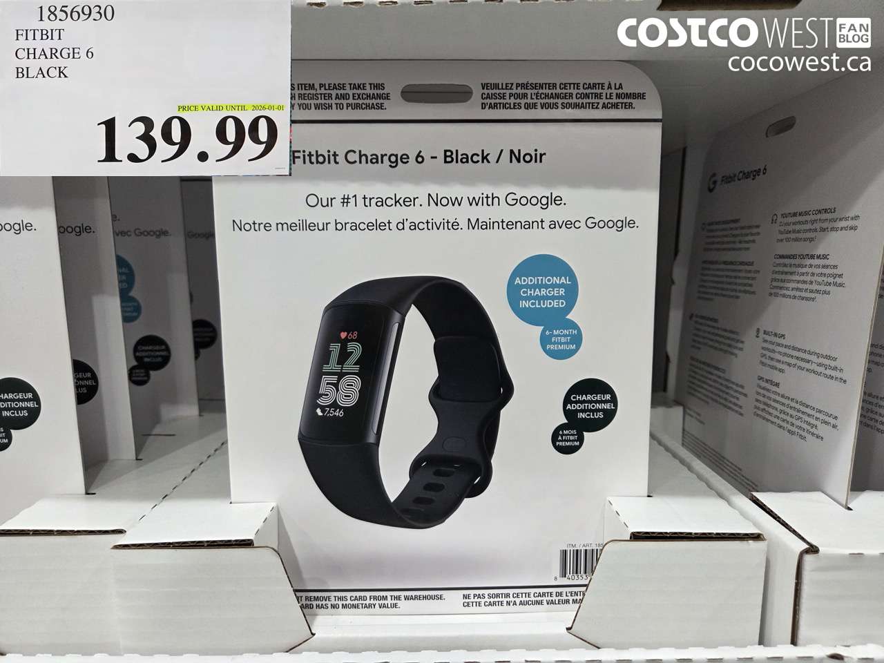 1856930 FITBIT CHARGE 6 BLACK (EXPIRES ON 2026-01-01) $139.99